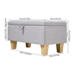 Modern Linen Upholstered Storage Bench | Grey
