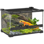 Glass Terrarium, Reptile Vivarium With Stone Background | 10l | Black