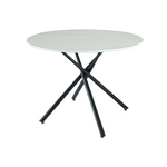 Seattle Circle White Concrete Dining Table With Stylish Starburst Black Legs | White