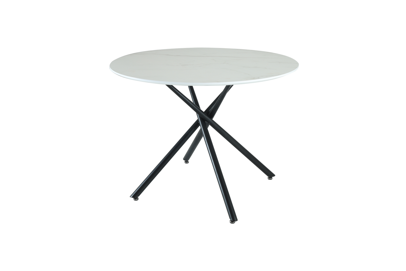 Seattle Circle White Concrete Dining Table With Stylish Starburst Black Legs | White