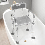 HOMCOM Padded Shower Stool With Arms And Back, 4 Suction Foot Pads