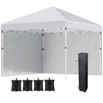 3x3 (m) Pop Up Gazebo Party Tent W/ 2 Sidewalls, Weight Bags | White