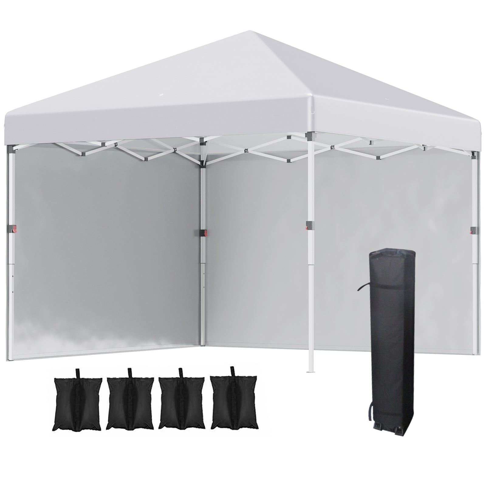 3x3 (m) Pop Up Gazebo Party Tent W/ 2 Sidewalls, Weight Bags | White