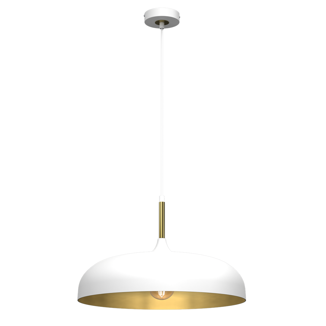Lincoln 45cm Pendant Lamp Stylish Hand Made Scandi Style Lamp With A Golden Finish To The Shade Interior 1xe27 | 45cm | White