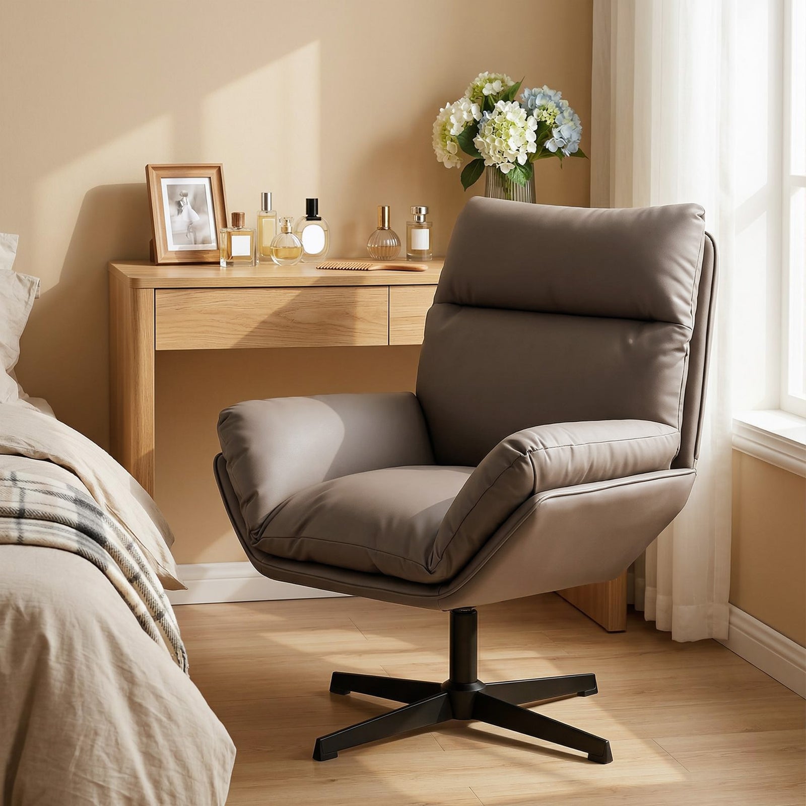 Accent Chair With 360° Swivel | Dark Brown