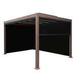 Wood Effect Aluminium Pergola With Blinds & Led Lights | 4m x 3m | Brown