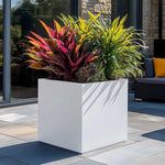 Zinc Galvanised Square Planter | 50cm x 50cm x 50cm | White