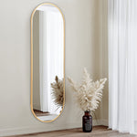 40x120cm Modern Oval Metal Full Length Wall Mirror | Gold
