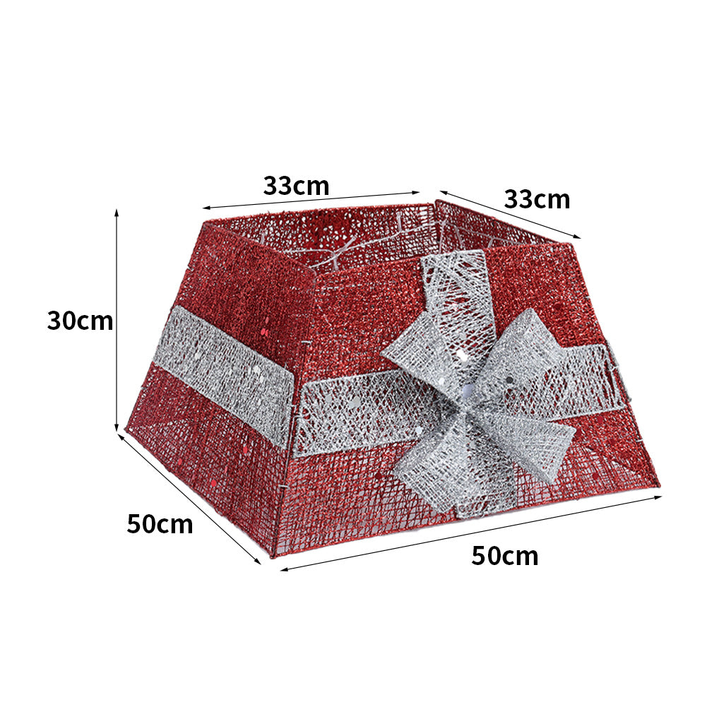 Square Christmas Tree Collar Basket Decor With Bow Tie