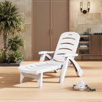 Living and Home Outdoor Plastic Foldable Garden Poolside Lounger Recliner With Wheels