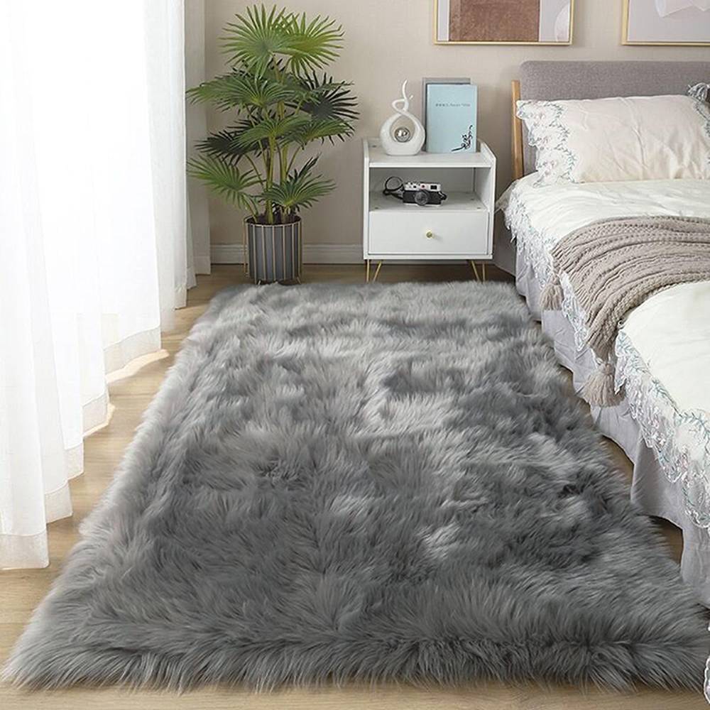 Retangular Super Soft Shaggy Area Rug | Large | Grey