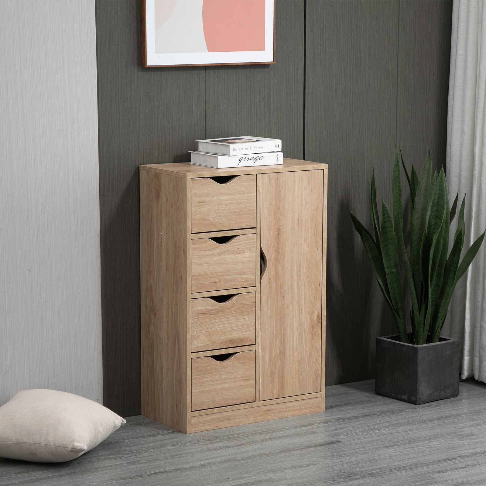 Freestanding Bathroom Cabinet With 4 Drawers Door Cupboard | One Size | Natura