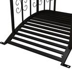 1.2m Metal Garden Bridge With Scrollwork, Retro Style, Black