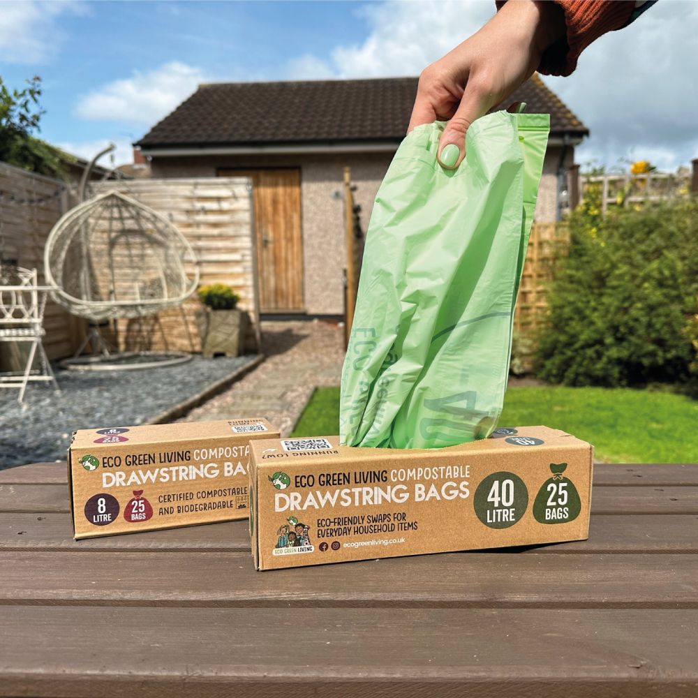 Compostable Drawstring Bin Bags  40 Litre (25 Bags)