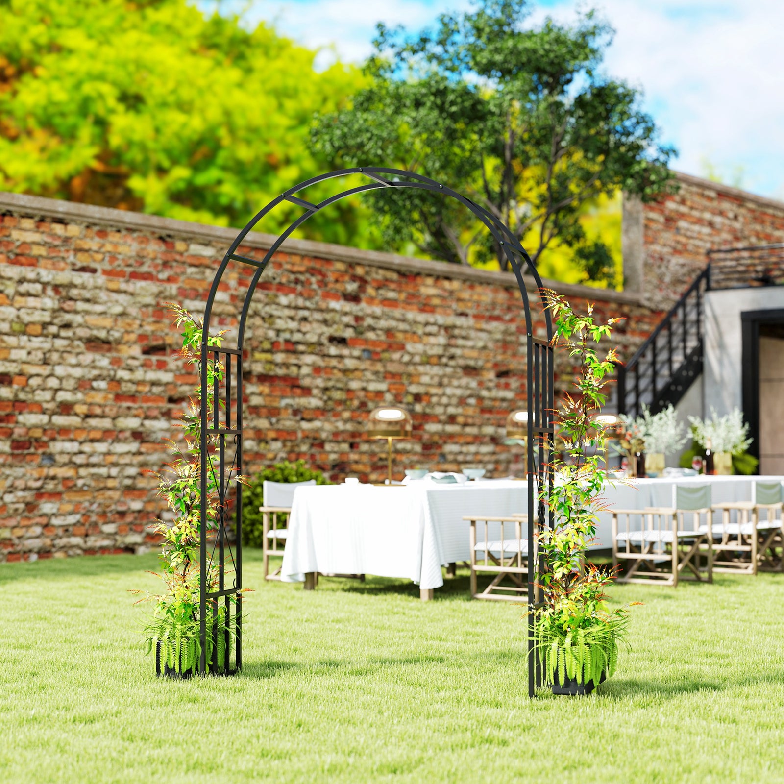 Steel Garden Arch, 2.2m High X 1.5m Wide Metal Garden Trelli