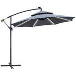3m Cantilever Banana Parasol W/ Led Solar Lights