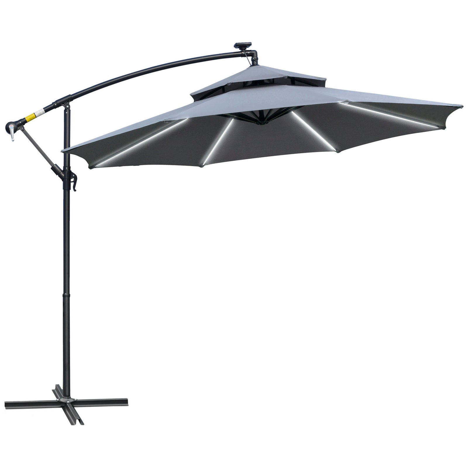 3m Cantilever Banana Parasol W/ Led Solar Lights