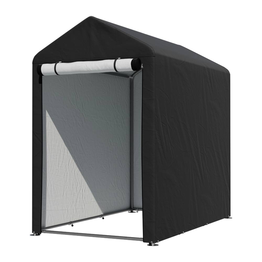 4x6ft Outdoor Storage Shed With Apex Roof – Waterproof Pe Fabric, Galvanized Steel Frame & Roll-up Door