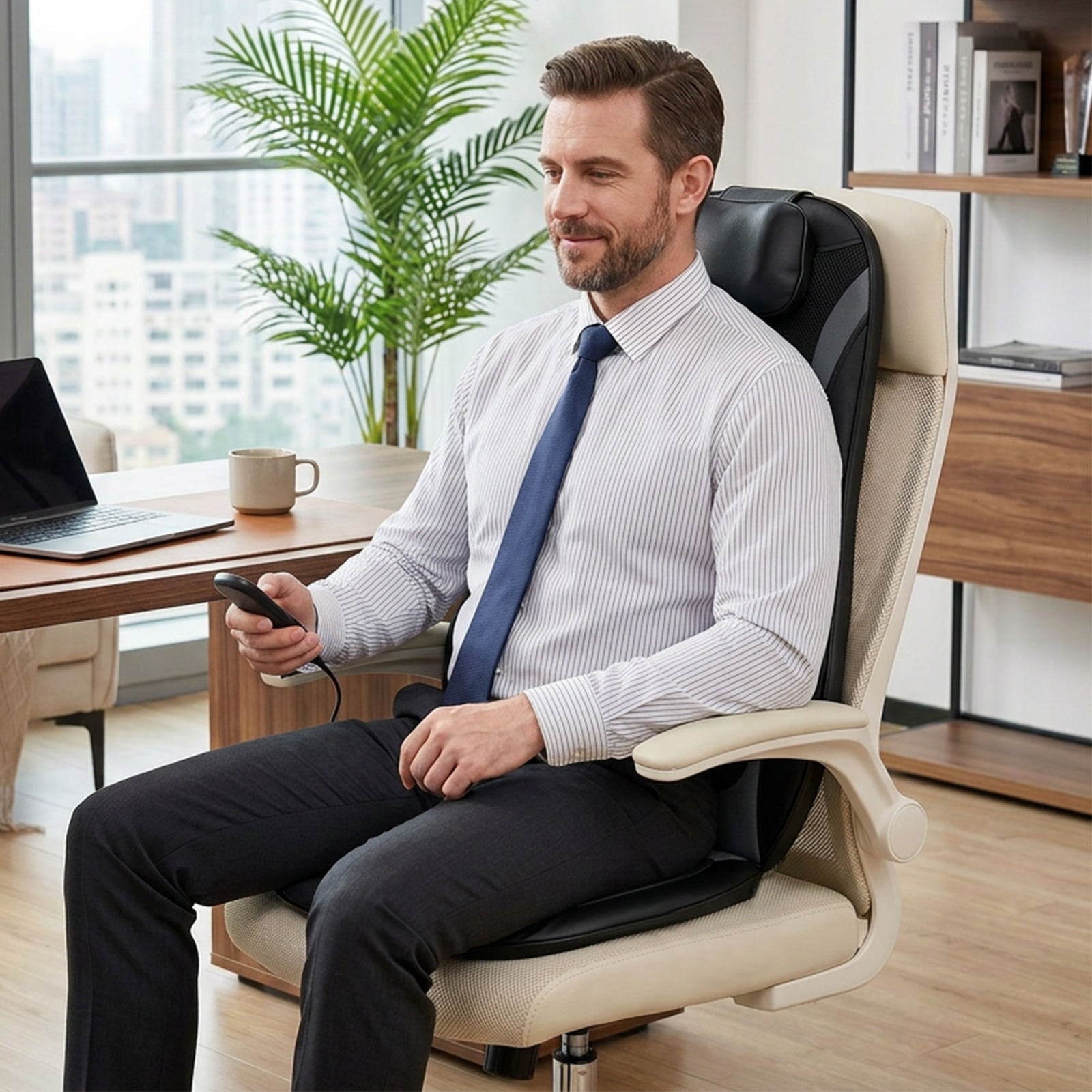 HOMCOM Back Massager With Heat, Deep Tissue Massage Chair For Home Office