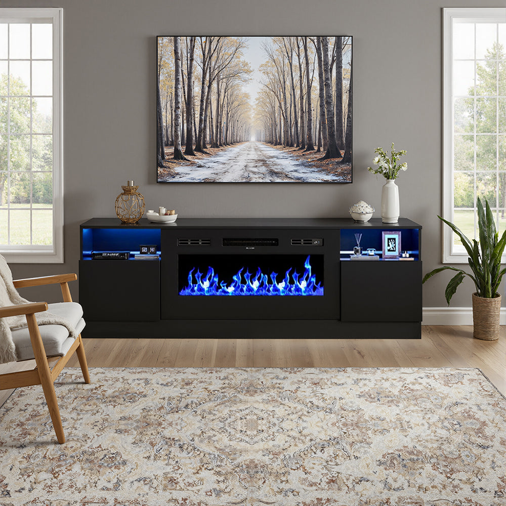 36" Modern Recessed Electric Fireplace,LED Flame without TV Stand