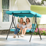 Outdoor 3-person Metal Porch Swing Chair Bench Canopy | Blue