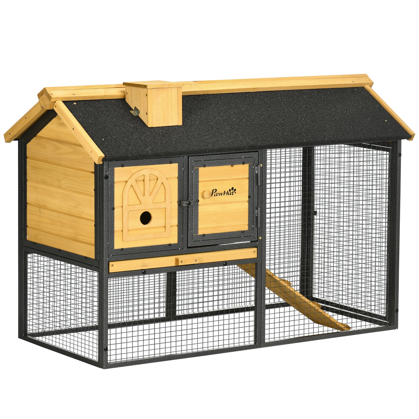 Rabbit Hutch Outdoor Bunny Cage W/ Run, Removable Tray, 120 X 55.5 X 80cm