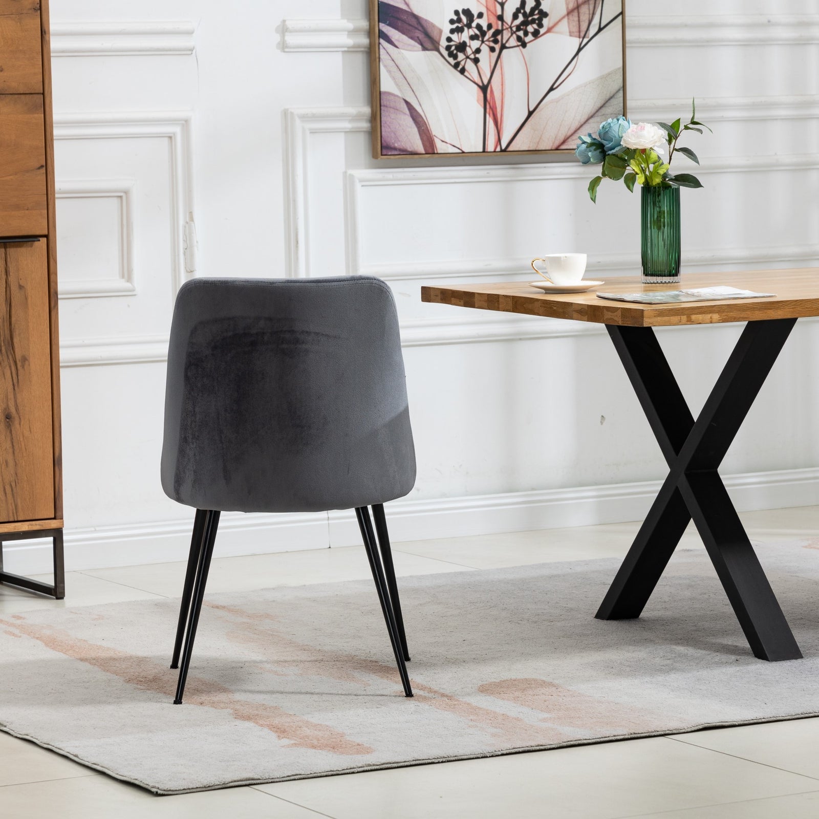 Set Of 2 Morandi Velvet Dining Chairs | Gray