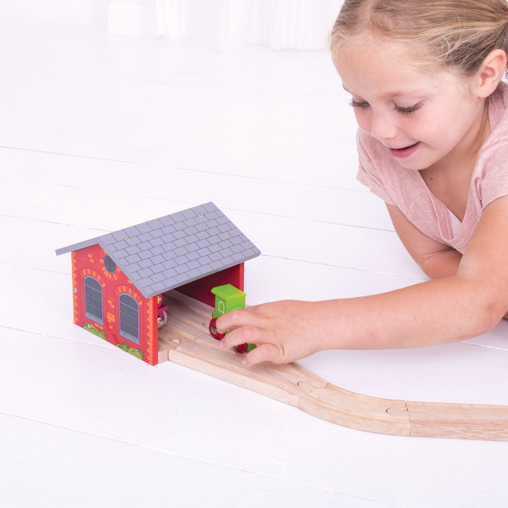 Double Engine Shed for Wooden Train Sets