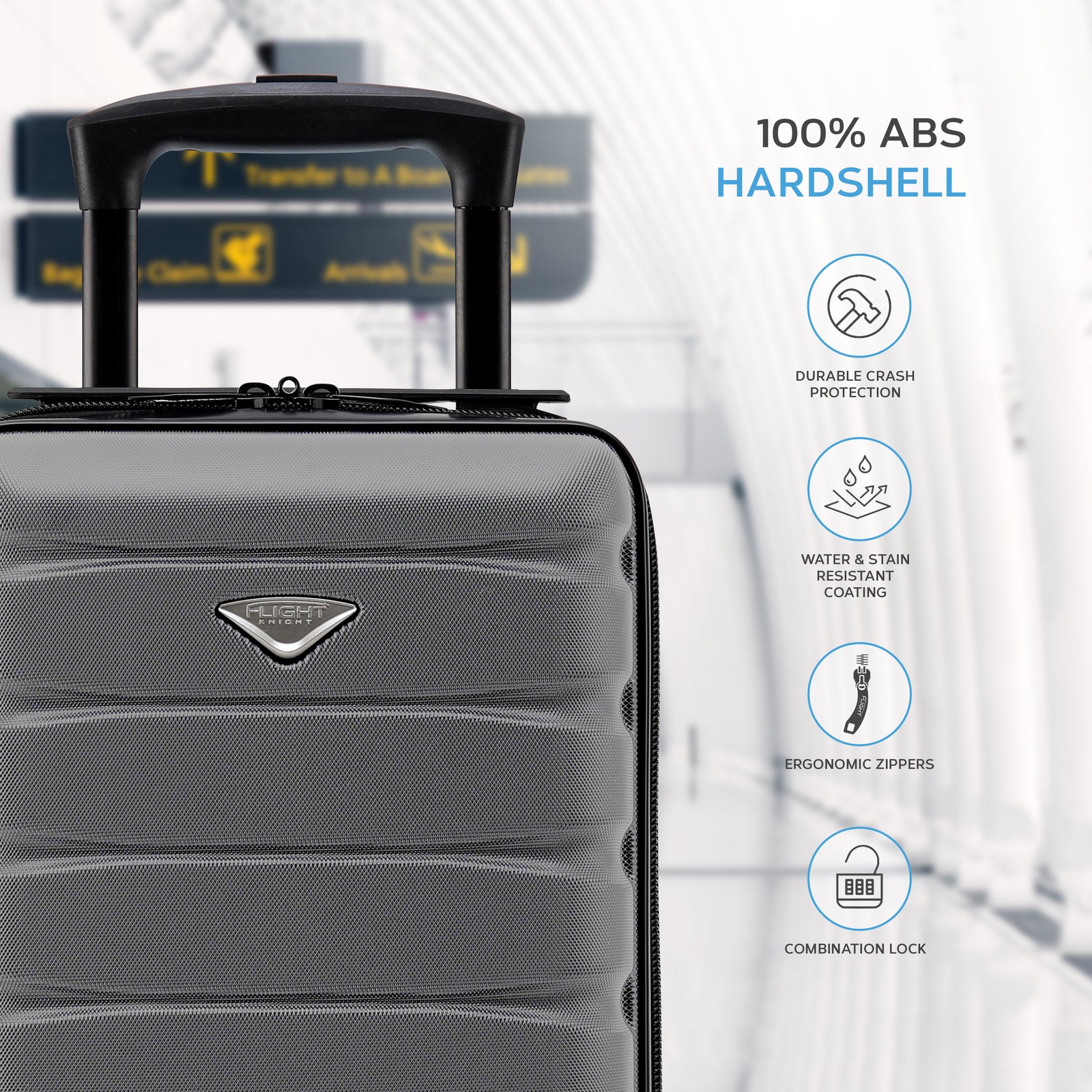 40x20x25cm Hard Case Cabin Suitcase Ryanair Free Approved Carry On | Cabin | Grey