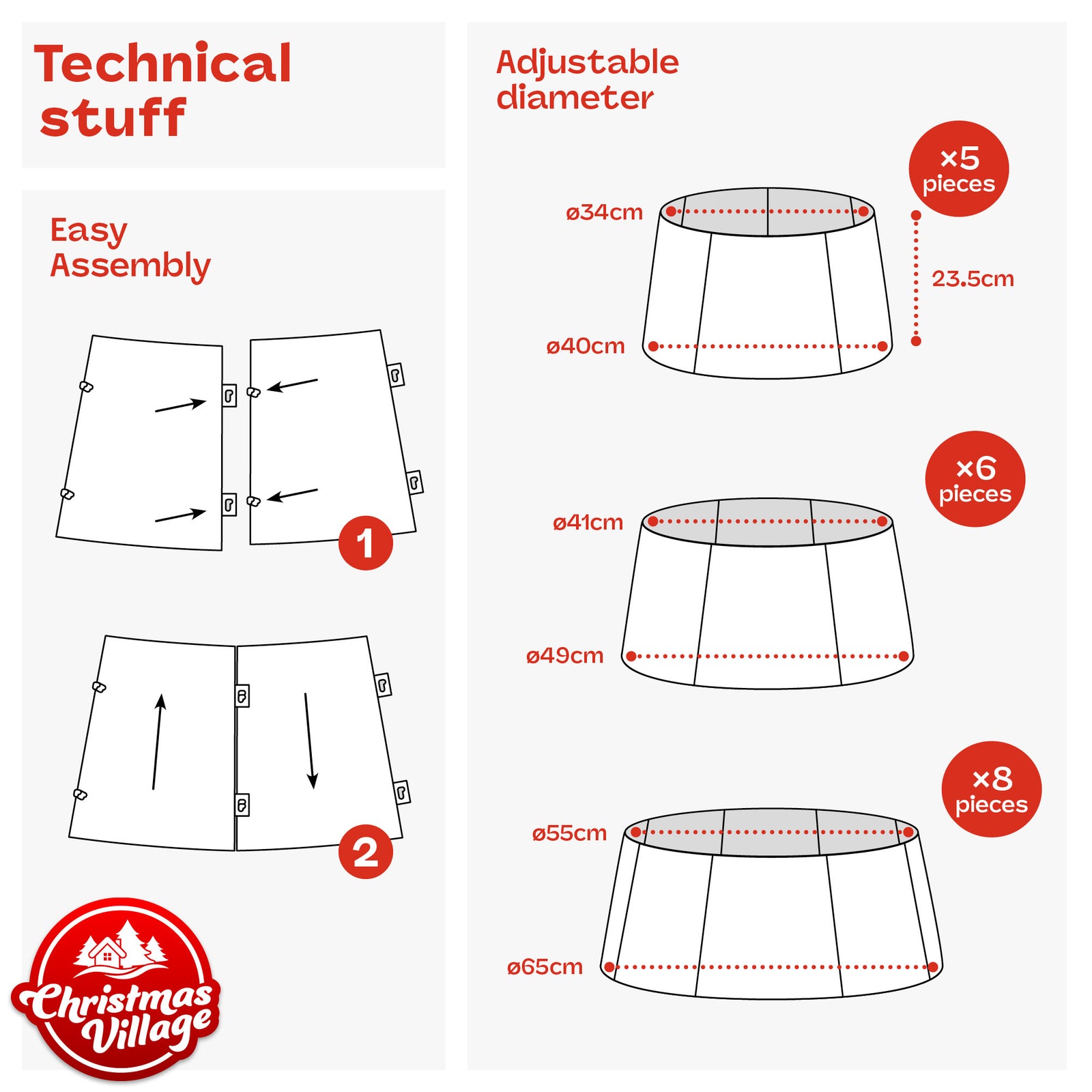 Faux Rattan Christmas Tree Skirt Snap Design 65cm