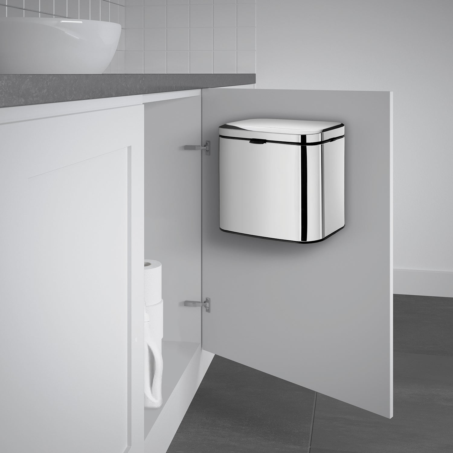 Stainless Steel Wall Mounted 3l Bin With Easy Clean Liner | Black
