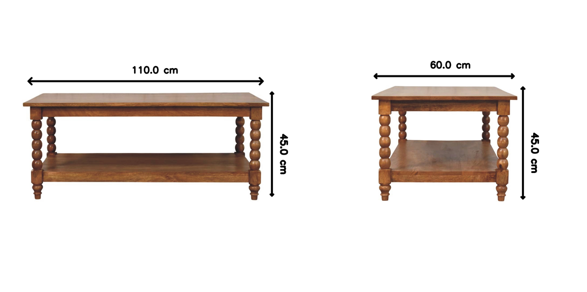Solid Wood Spindle Coffee Table With Open Shelf