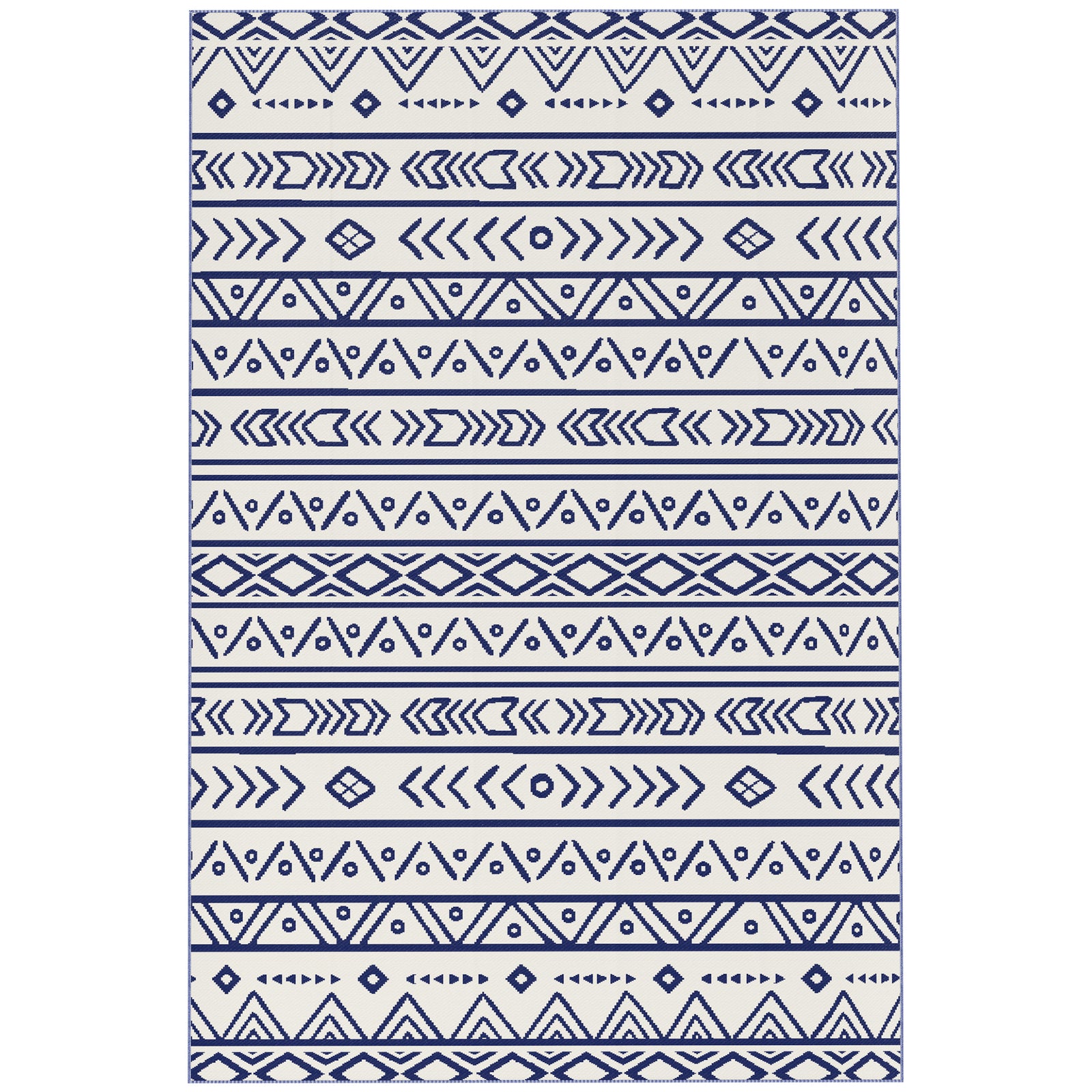1.8 X 2.7m Reversible Outdoor Rv Rug, Geometric And White