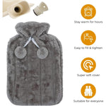 Dyzi 2l Hot Water Bottle With Soft Faux Fur Cover Charcoal Grey