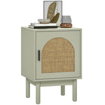 Boho Bedside Table With Rattan Door And Adjustable Shelf | Green