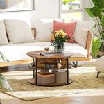 Lift Top Coffee Table, Round Coffee Table With Hidden Storage | Brown