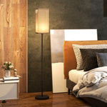 Standing Floor Lamp With Linen Shade, Black