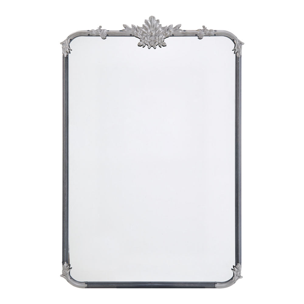 Breeins Rectangular Silver Accent Wall Mirror 60x90 Cm, Metal Frame, Decorative Home Wall Mirror