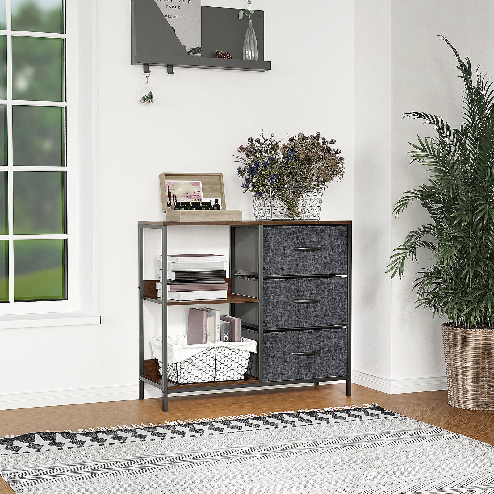 Chest Dresser Tower With 3 Drawers Storage Cabinet Organizer | One Size | Black