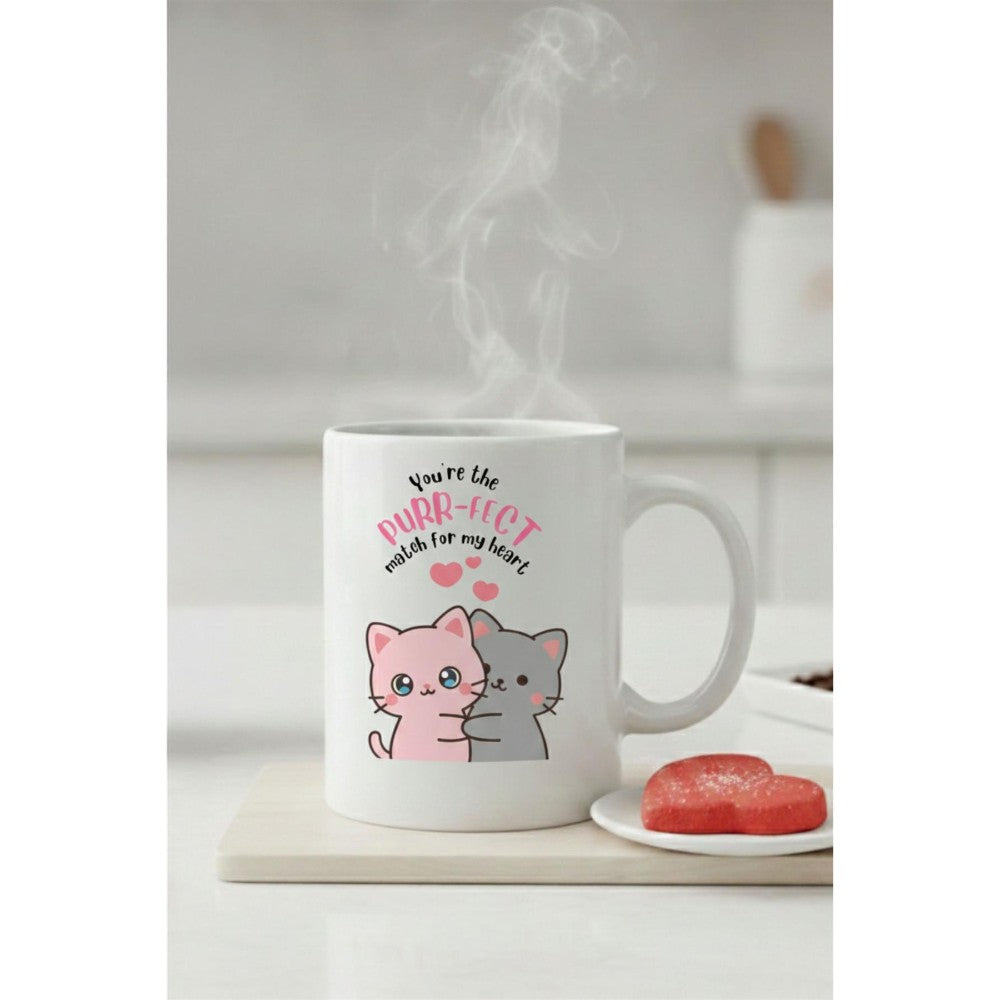 Dyzi You’re The Purr-fect Match Printed Ceramic Mug Valentine’s Day Gift