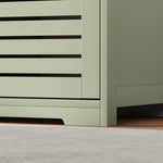 3-door Shoe Storage Bench Cushion Seat Slatted Doors | Green