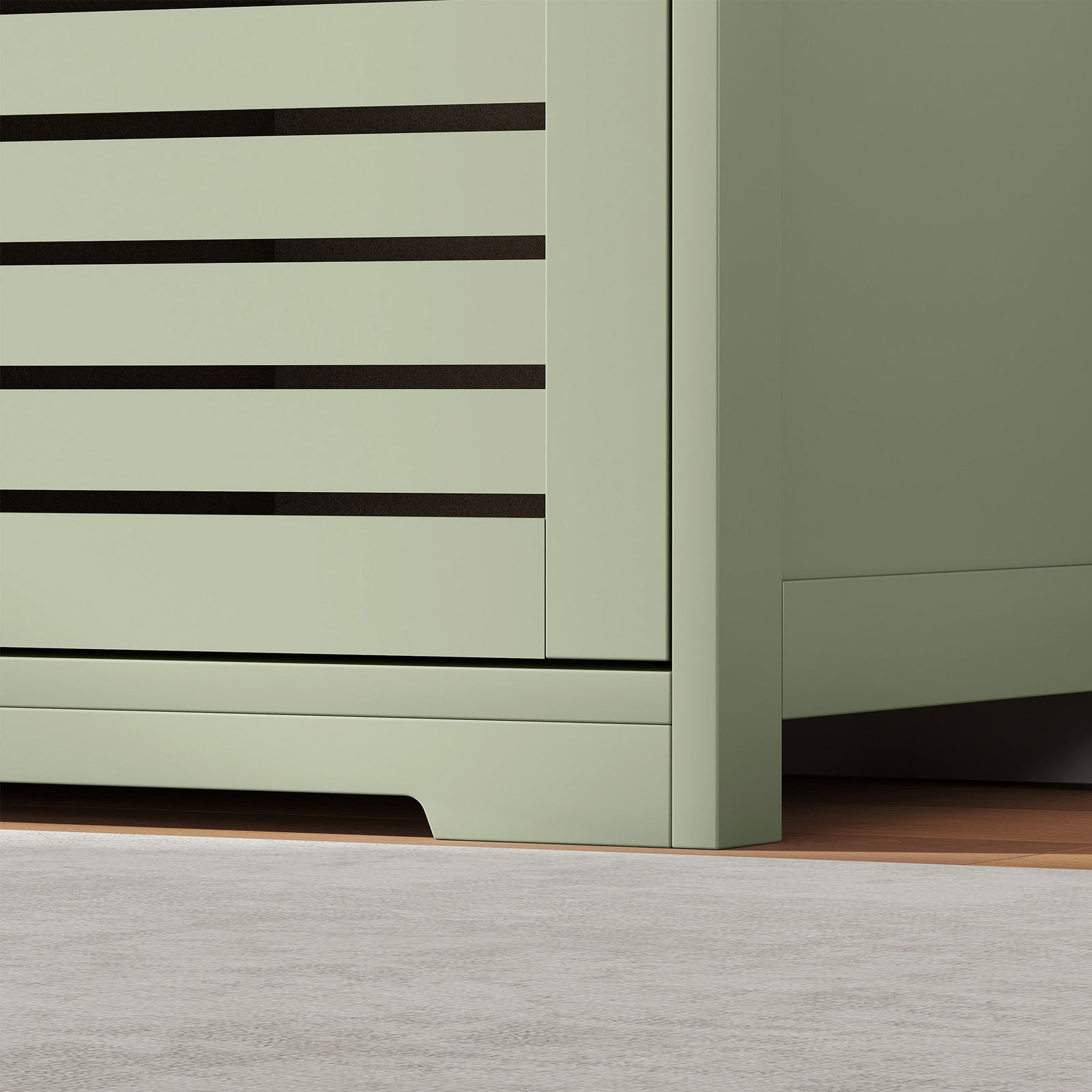 3-door Shoe Storage Bench Cushion Seat Slatted Doors | Green