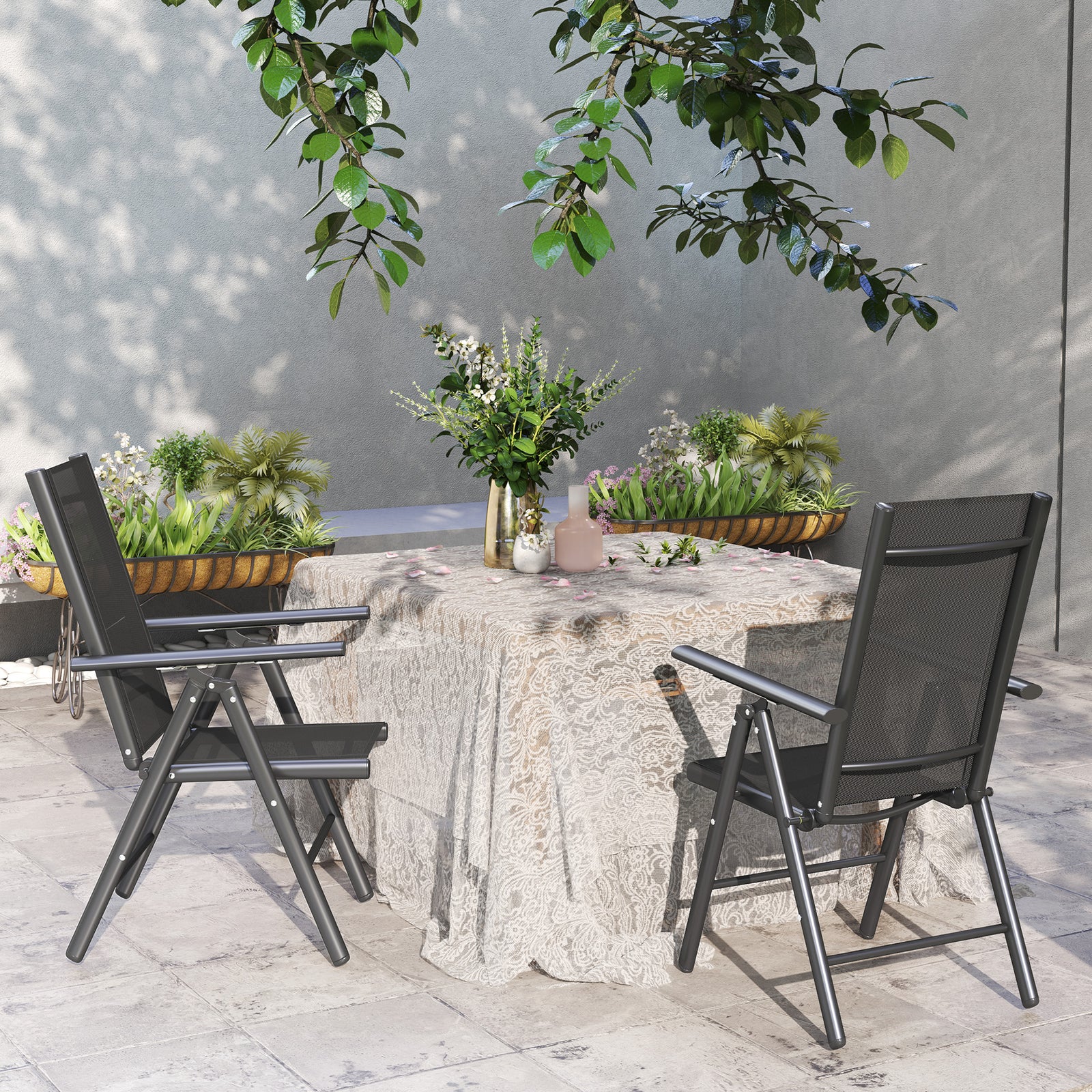 2pcs Folding Chair W/ Breathable Mesh Back And Seat