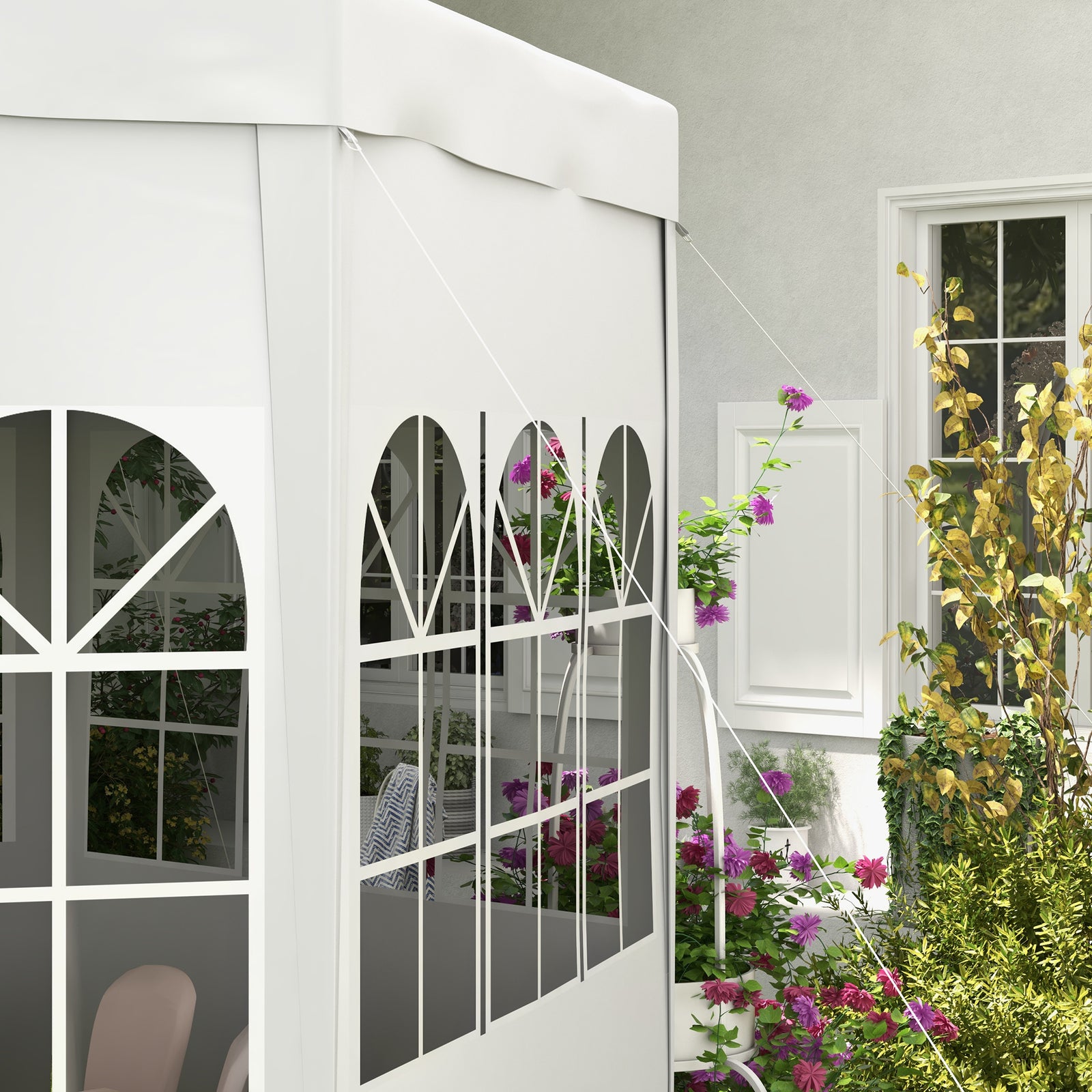 3.9m Outdoor Gazebo Canopy Party Tent With 6 Removable Walls | White