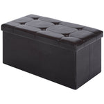 Pu Leather Storage Bench, Tufted Footrest | Brown