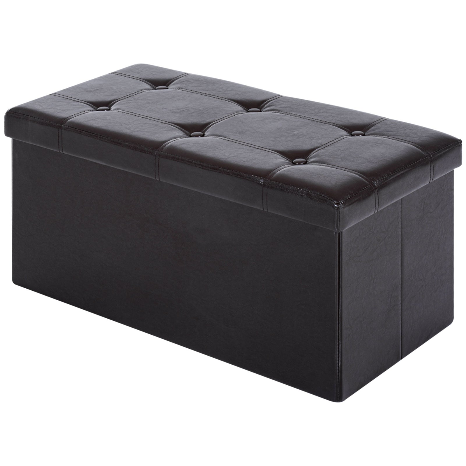 Pu Leather Storage Bench, Tufted Footrest | Brown