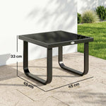 Garden Coffee Table Outdoor Side Table With Glass Top | Small | Black