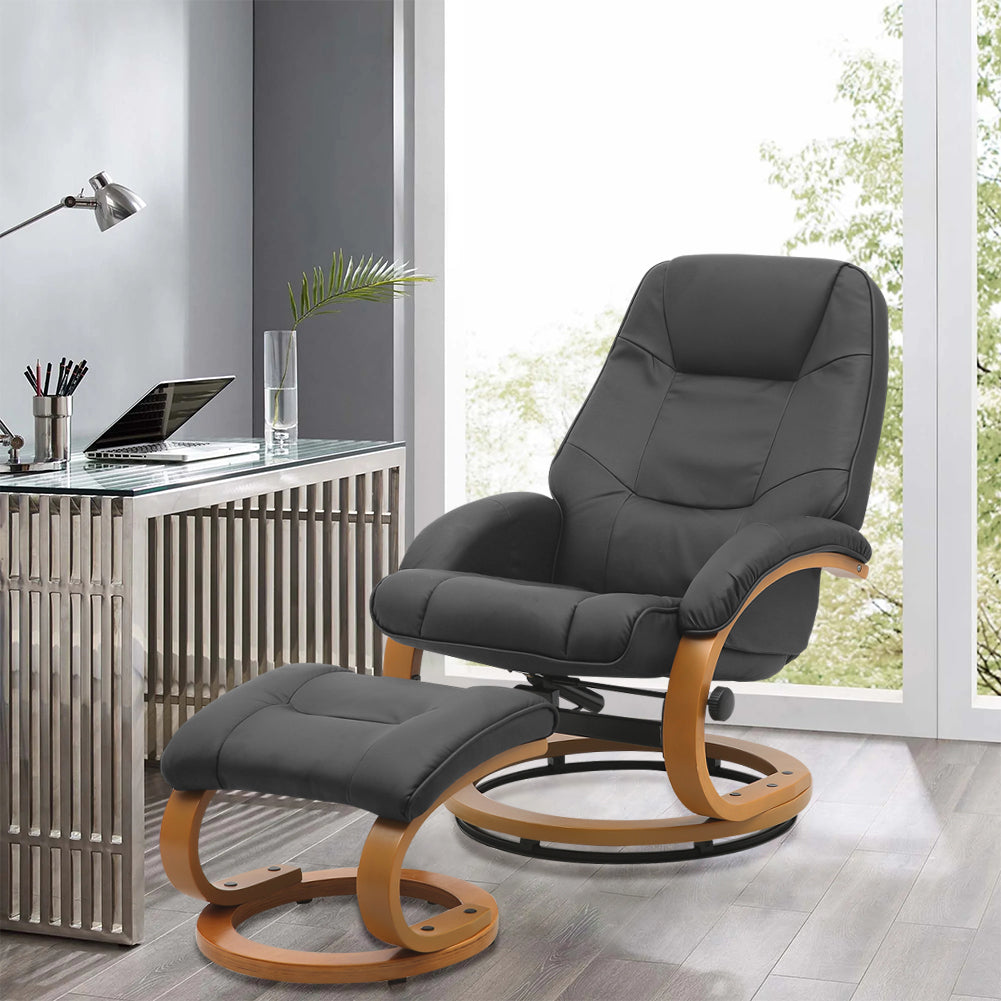 Ergonomic Executive Office Reclining Chair With Footstool | Black