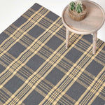 Tartan Check Non-slip 100% Wool Rug | 120cm x 80cm | Grey