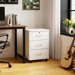 Breeins White Lockable 3-drawer Filing Cabinet With Casters